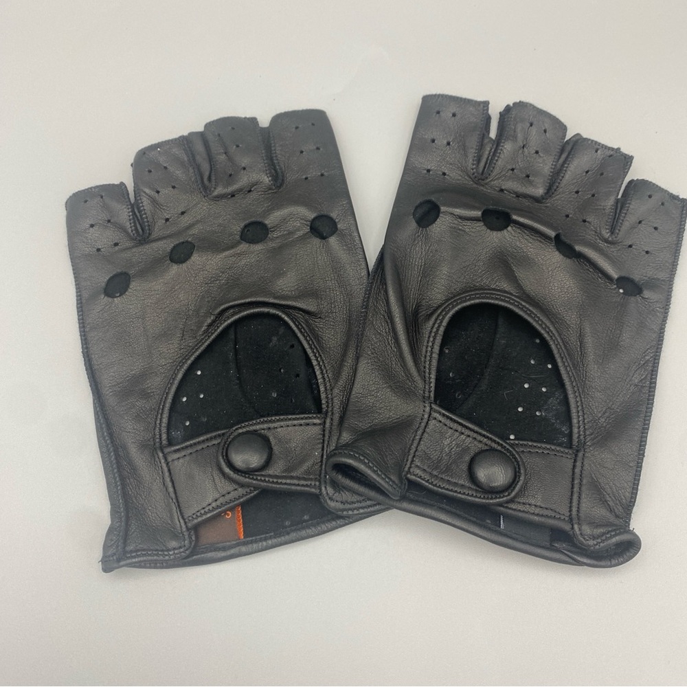 Sermoneta Italy Black Leather Driving Gloves, Size 8.5